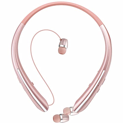 Retractable Bluetooth Headphones Neckband, Wireless Headsets Stereo Earbuds Earphone Noise Canceling with Mic Compatible with iPhone,Samsung,Android,iPad,PC