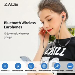 ZAQE Bluetooth Neckband Headphones, Noise Cancelling Wireless Headset with Magnetic, Freely Foldable & Lightweight Build, IPX5 Waterproof Earphones for Running Sports Workout, Black