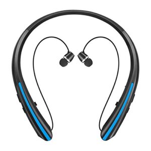 bluetooth retractable headphones, upgraded wireless earbuds neckband headset sports sweatproof earphones
