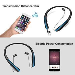 Bluetooth Retractable Headphones, Upgraded Wireless Earbuds Neckband Headset Sports Sweatproof Earphones