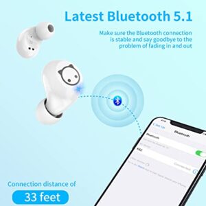 Togetface Kids Wireless Earbuds for Small Ears - Panda Bluetooth Headphones - with Mic and Noise Cancelling, is The Best Christmas, Halloween and Birthday Gift for Kids, Friends, Family and Adults.