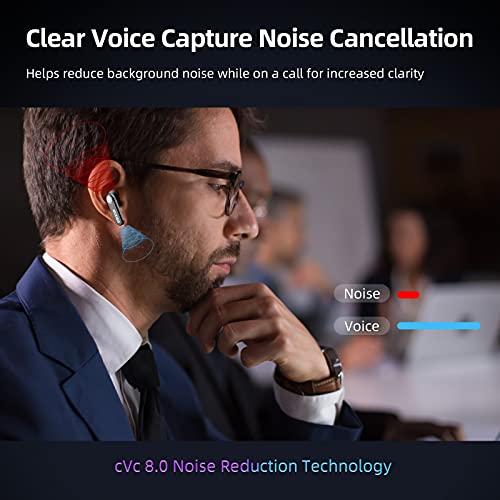 NexiGo Air T2 Ultra-Thin Wireless Earbuds, Qualcomm QCC3040, Bluetooth 5.2, 4-Mic CVC 8.0 Noise Cancelling for Clear Calls, aptX, 28H Playtime, USB-C, IPX5 Waterproof, Black (Renewed)