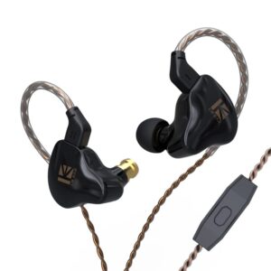 YINYOO KBEAR KS1 Monitor Earphones Wired Earphones Bass Earbuds Noise Cancelling in Ear Ear Buds Headphones with Mic,Ear Hooks,Detachable Cable for Phone Computer,Musician,Stage,Drummer(with mic)