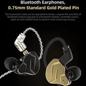 keephifi KZ ZSN Pro X IEM Earphones,1BA+1DD Hybrid in Ear Monitor,Noise Cancelling Earbuds, Custom-fit,3.5MM Jack Headphone,Detachable Cable in Ear Earphone for iPhone,Android,Computer(Gold,No Mic)