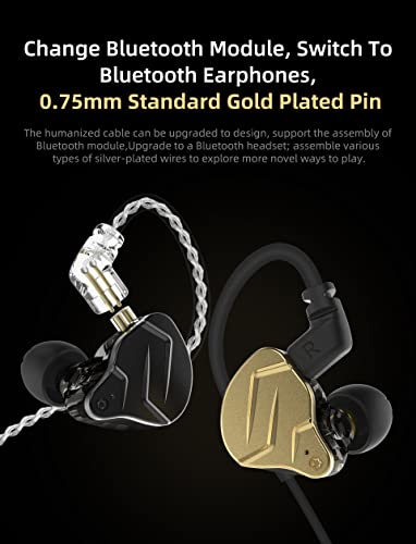keephifi KZ ZSN Pro X IEM Earphones,1BA+1DD Hybrid in Ear Monitor,Noise Cancelling Earbuds, Custom-fit,3.5MM Jack Headphone,Detachable Cable in Ear Earphone for iPhone,Android,Computer(Gold,No Mic)