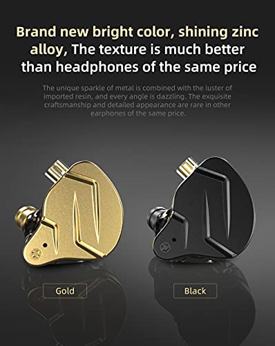 keephifi KZ ZSN Pro X IEM Earphones,1BA+1DD Hybrid in Ear Monitor,Noise Cancelling Earbuds, Custom-fit,3.5MM Jack Headphone,Detachable Cable in Ear Earphone for iPhone,Android,Computer(Gold,No Mic)