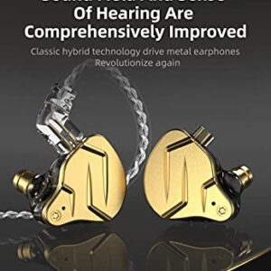 keephifi KZ ZSN Pro X IEM Earphones,1BA+1DD Hybrid in Ear Monitor,Noise Cancelling Earbuds, Custom-fit,3.5MM Jack Headphone,Detachable Cable in Ear Earphone for iPhone,Android,Computer(Gold,No Mic)