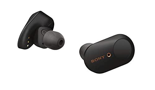 Sony WF-1000XM3 Truly Wireless Noise Cancelling Headphones with Mic, up to 32 Hours Battery Life, Stable Bluetooth Connection, Wearing Detection with Alexa Built-in - Black (Renewed)