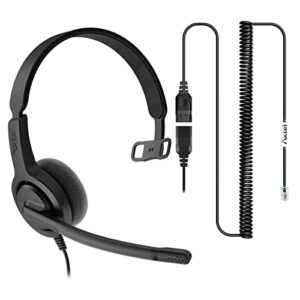 axtel bundle voice 28 mono nc with axc-01 cable | noise cancellation – compatible with avaya 2400/4600 series, mitel 6800 series, nec dtl/itl series, nortel, polycom vvx series