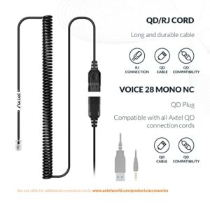 Axtel Bundle Voice 28 Mono NC with AXC-01 Cable | Noise Cancellation - Compatible with Avaya 2400/4600 Series, Mitel 6800 Series, NEC DTL/ITL Series, Nortel, Polycom VVX Series