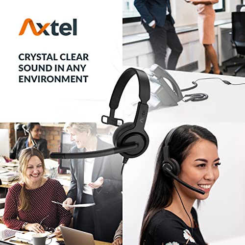 Axtel Bundle Voice 28 Mono NC with AXC-01 Cable | Noise Cancellation - Compatible with Avaya 2400/4600 Series, Mitel 6800 Series, NEC DTL/ITL Series, Nortel, Polycom VVX Series