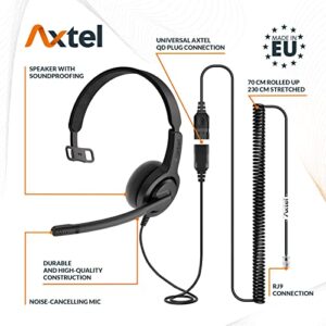 Axtel Bundle Voice 28 Mono NC with AXC-01 Cable | Noise Cancellation - Compatible with Avaya 2400/4600 Series, Mitel 6800 Series, NEC DTL/ITL Series, Nortel, Polycom VVX Series