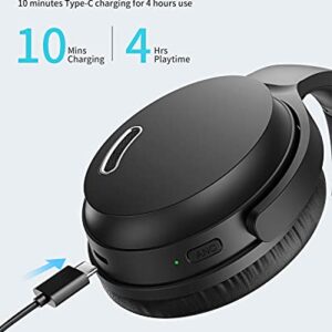 HROEENOI Active Noise Cancelling Headphones, Bluetooth Headphones with 40H Playtime, Hi-Res Audio, Connect to 2 Devices