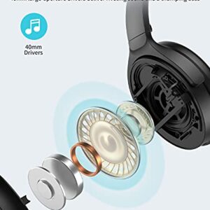 HROEENOI Active Noise Cancelling Headphones, Bluetooth Headphones with 40H Playtime, Hi-Res Audio, Connect to 2 Devices