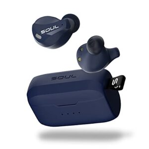 new soul emotion pro wireless bluetooth earbuds – hybrid active noise cancelling enc in-ear headphones with wireless charging case for music and calls – superior sound quality and comfort – blue