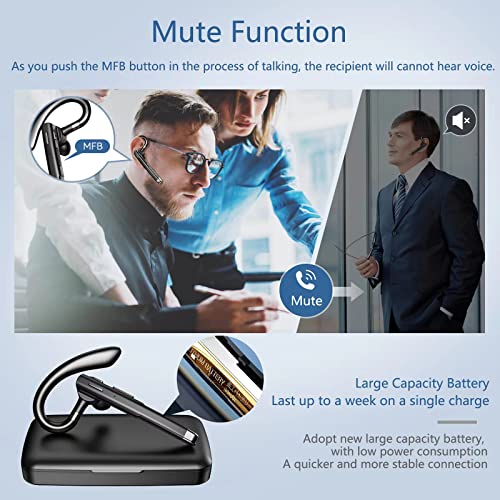 ＷＭＷＹＭＸ Bluetooth Headset One Ear Earphone Earpiece for Cell Phones Wireless Headset with Charging Case and LED Intelligence Display