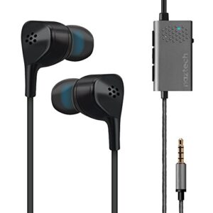 naztech x1 anc active noise cancel earphones in-ear comfort & mic + travel case & airline adapter compatible for iphone, samsung +more – black [14509]