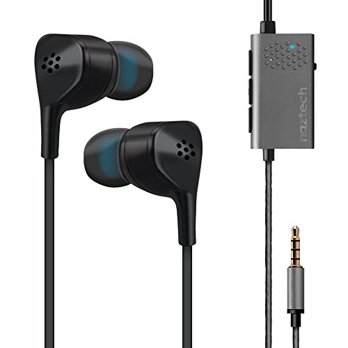 Naztech X1 ANC Active Noise Cancel Earphones In-Ear Comfort & Mic + Travel Case & Airline Adapter Compatible For iPhone, Samsung +More - Black [14509]