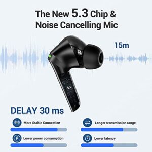 Wireless Earbuds 80H Playtime Noise Canceling Bluethooth Earbuds with Wireless Charging Case in-Ear Earbud with Microphone for Android Cell Phone Gaming Computer Laptop Sport Black