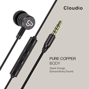 Cloudio D-Cube High Fidelity High Resolution Earphones Dual Driver Hybrid in-Ear Headphones Music Earbuds with Natural Sound, Extra Bass Dive Treble Extension, Noise Cancelling, MIC and Remote, Case