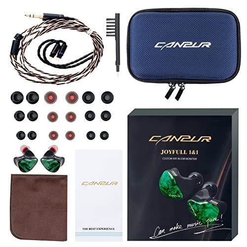 Canpur JF1&1 IEM in Ear Monitor Earphones(1BA+1DD), Wired in-Ear Earphone with Dynamic Drive and Balanced Armatured HiFi Headset for Musician(1BA+1DD,Green)