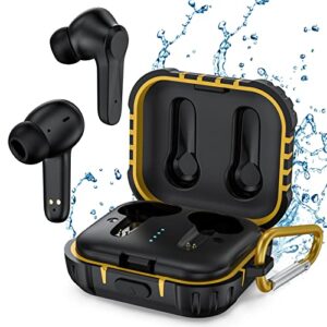 kingstar waterproof earbuds wireless headphones for iphone android, in-ear true bluetooth earbuds with microphone touch control auto pairing true shockproof dockproof blue tooth ear buds for sport