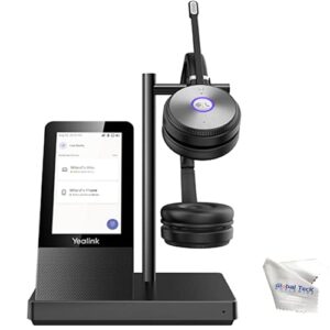 global teck worldwide gtw yealink wh66 duo stereo teams certified dect headset, connects to deskphone, pc/mac, softphones – works with teams, zoom, ringcentral, 8×8, vonage, with microfiber included