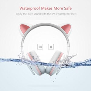 Censi Music Headset Headphone Creative Cat Ear Stereo Over-Ear Game Gaming Bass Headset Noise Canceling Headband Earphone for ipad, PC, iPhone and Android Smartphones (White, Wired)