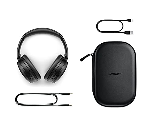 Bose QuietComfort 45 Bluetooth Wireless Noise Cancelling Headphones - Triple Black & QuietComfort 35 Headphones Ear Cushion Kit, Black White