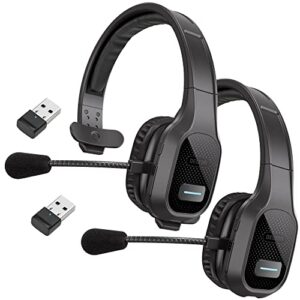 delton professional wireless computer headset with mic | on ear bluetooth 5.0 wireless headset, 30 hour all day talk time for truck drivers, home office, call centers (with bluetooth dongle, 2-pack)