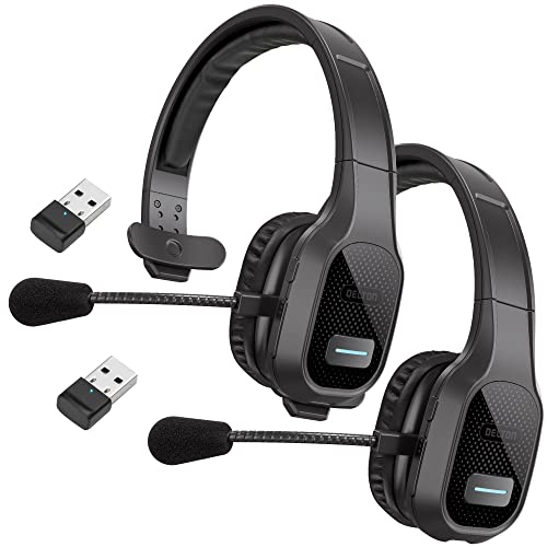 Delton Professional Wireless Computer Headset with Mic | On Ear Bluetooth 5.0 Wireless Headset, 30 Hour All Day Talk Time for Truck Drivers, Home Office, Call Centers (with Bluetooth Dongle, 2-Pack)