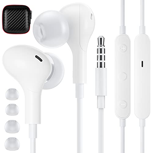 Wired Earbuds with Microphone,Wired Earphones in-Ear Headphones with Storage Case HiFi Stereo Powerful Bass Crystal Clear Audio Compatible with Samsung Galaxy Pixel Moto G iPad, Most with 3.5mm Jack