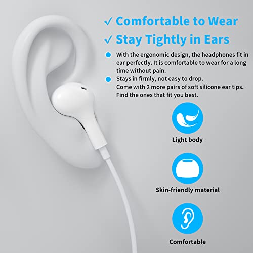 Wired Earbuds with Microphone,Wired Earphones in-Ear Headphones with Storage Case HiFi Stereo Powerful Bass Crystal Clear Audio Compatible with Samsung Galaxy Pixel Moto G iPad, Most with 3.5mm Jack