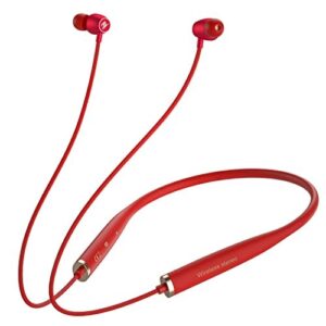zaqe bluetooth neckband headphones, silicone wireless bluetooth headset with magnetic, 12h playtime, ipx6 waterproof earphones noise cancelling for sports running workout gym, red