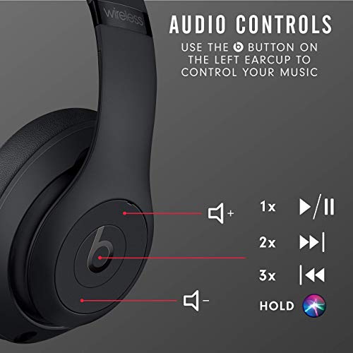 Beats Studio3 Wireless Noise Cancelling Over-Ear Headphones - Apple W1 Headphone Chip, Matte Black (Latest Model) (Renewed)