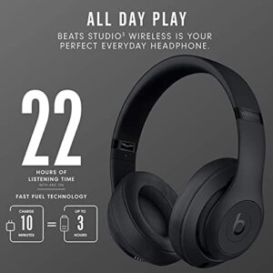 Beats Studio3 Wireless Noise Cancelling Over-Ear Headphones - Apple W1 Headphone Chip, Matte Black (Latest Model) (Renewed)