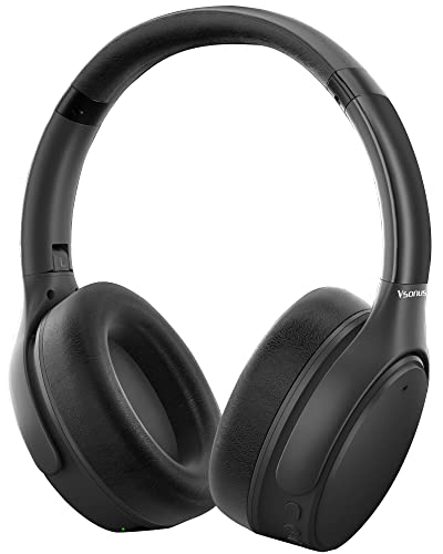 Vsonus H88 Active Noise Cancelling Headphones, Wireless Over Ear Bluetooth Headphones, 40H Playtime, HiFi Deep Bass Sound, Folding, Comfortable Earpads for Airplane, Travel, Home Office (Black)