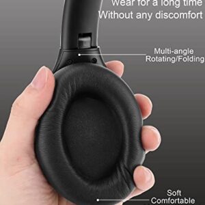 Vsonus H88 Active Noise Cancelling Headphones, Wireless Over Ear Bluetooth Headphones, 40H Playtime, HiFi Deep Bass Sound, Folding, Comfortable Earpads for Airplane, Travel, Home Office (Black)