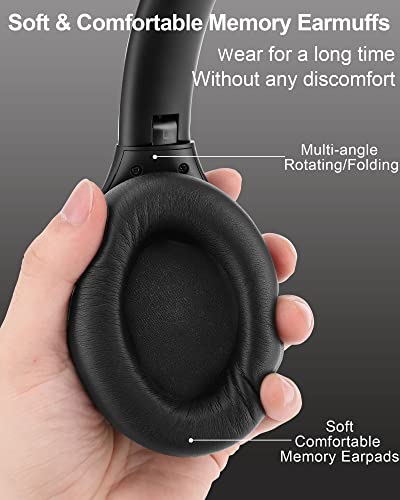 Vsonus H88 Active Noise Cancelling Headphones, Wireless Over Ear Bluetooth Headphones, 40H Playtime, HiFi Deep Bass Sound, Folding, Comfortable Earpads for Airplane, Travel, Home Office (Black)