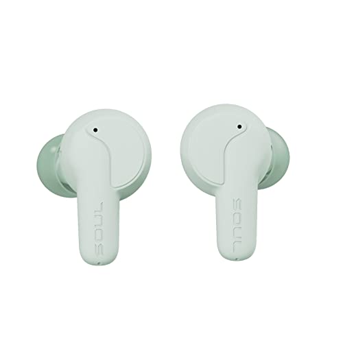 SOUL New SYNC ANC Wireless Earbuds - Active Noise Cancelling Bluetooth Headphones with Water-Resistance, 25 Hours Playtime and Audio Transparency Mode for Safe Listening (Frost)