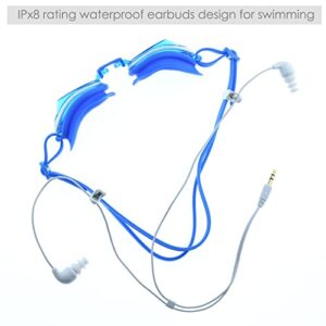 SWMIUSK Short Cord Waterproof Earbuds for Swimming, Easy Flip Turns and Not Falling Off, Wired 3.5 mm Jack 15-inch Cord Length, Underwater Headphones for Diving, Snorkeling, Showering, Running (White)