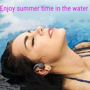 IKXO Bone Conduction Headphones Swimming Waterproof IP68 Wireless Bluetooth Sports Over Open Ear Lightweight Fitness Running Noise Cancelling Sweat Proof no Earplugs for MP3 Player (Black)