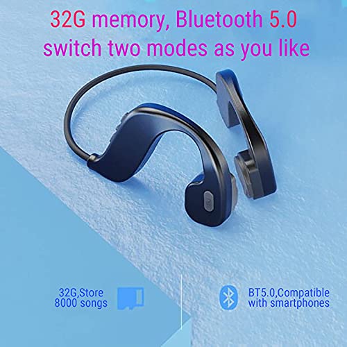 IKXO Bone Conduction Headphones Swimming Waterproof IP68 Wireless Bluetooth Sports Over Open Ear Lightweight Fitness Running Noise Cancelling Sweat Proof no Earplugs for MP3 Player (Black)