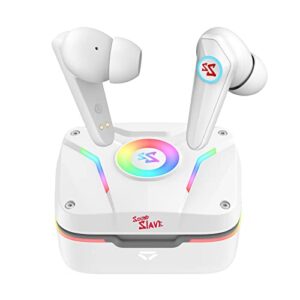 ltc ss-503 tws wireless earbuds, bluetooth 5.1 in-ear earphones with wireless charging case ipx4 waterproof, built-in mic rgb stereo headphones for sport, gaming, white