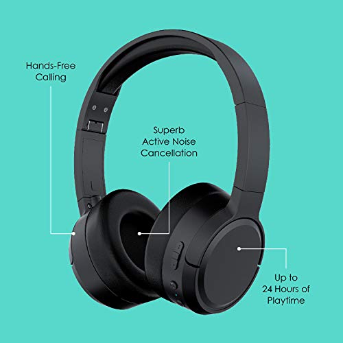 Jam Travel ANC Active Noice Cancelling Headphones, 24 Hours Playtime, Black