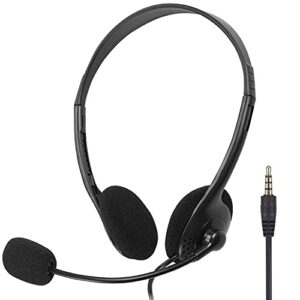 cn-outlet school headphones with microphone 50 pack in bulk wholesale disposable stereo headsets for classroom students kids and adult (mic, 50 black)