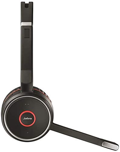 Jabra Evolve 75 Stereo Wireless Bluetooth Headset - with World-Class Speakers, Active Noise-Cancelling Microphone and All Day Battery, UC Optimized (Renewed)