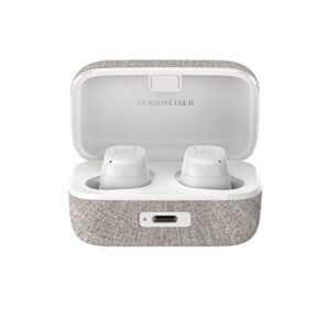 sennheiser momentum true wireless 3 earbuds -bluetooth in-ear headphones for music & calls with adaptive noise cancellation, ipx4, qi charging, 28-hour battery life, white 509181 (renewed)