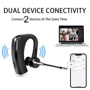 Hyvtom Bluetooth Headphone V4.1 Wireless Noise Cancelling Headset in-Ear Earbuds with Microphone Handsfree for Driving or Business, and Secure Fit for iPhone Android Cell Phones