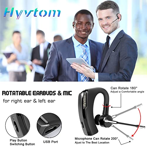 Hyvtom Bluetooth Headphone V4.1 Wireless Noise Cancelling Headset in-Ear Earbuds with Microphone Handsfree for Driving or Business, and Secure Fit for iPhone Android Cell Phones